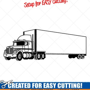 Semi Truck SVG Clipart-Vector Clip Art Graphics-Digital Download Image-Cut Files-Logo-Tractor Trailer Vinyl Sign Design -eps, ai, svg, dxf