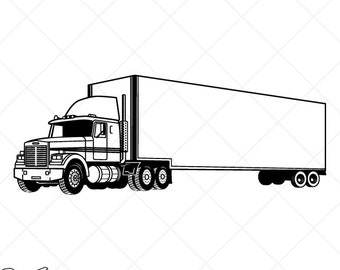 Semi Truck SVG Clipart-Vector Clip Art Graphics-Digital Download Image-Cut Files-Logo-Tractor Trailer Vinyl Sign Design -eps, ai, svg, dxf