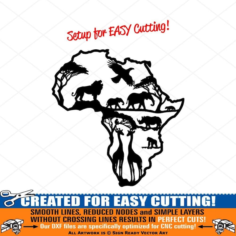 Africa Map SVGDXF Silhouette Laser Cut Filevector Clip Art, African