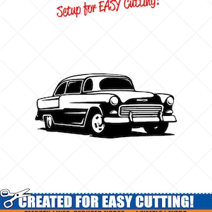 1955 Chevy-Chevrolet Bel Air Clipart-Vector Clip Art Graphics-Digital Download-Cut Ready Files-CNC-Logo-Vinyl Sign Design -eps, ai, svg, dxf