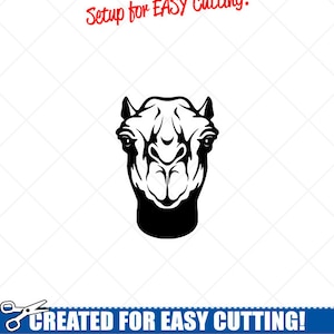 Clipart di testa di animale cammello-grafica vettoriale Clip Art-Digital Download-taglio pronto file-CNC-Logo-vinile segno Design-eps, ai, svg, dxf, png, pdf