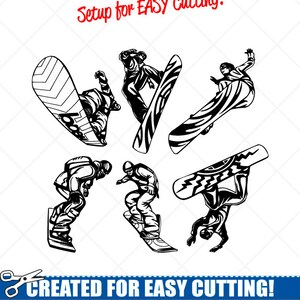 Snowboarden Clipart Vektor Clip Art Grafik-Digital Download Bild-Cut bereit Dateien-CNC-Logo-Vinyl-Zeichen-Design - Eps, Ai, Svg, Dxf, Png, pdf