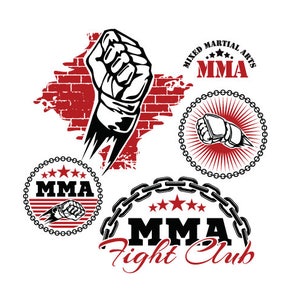 MMA-Mixed Martial Arts SPORTS Clipart -Vector Clip Art Graphics -Digital Download-Template Design Files-Logo-Badge-Emblem-Sign -eps, ai, svg