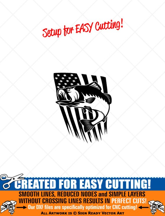 American Flag Bass Fishing Fish Clipart Vector Clip Art Etsy
