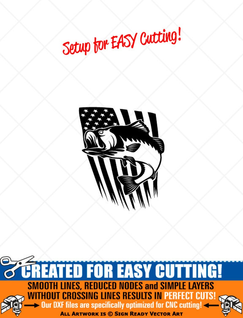 Download American Flag BASS FISHING Fish Clipart-Vector Clip Art | Etsy