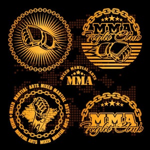 MMA-Mixed Martial Arts SPORTS Clipart -Vector Clip Art Graphics -Digital Download-Template Design Files-Logo-Badge-Emblem-Sign -eps, ai, svg