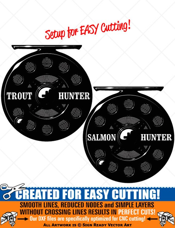 SALMON-TROUT Hunter Fly Fishing Reel-clipart-vector Clip Art