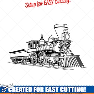 Steam Engine Train SVG, Clipart-Vector Clip Art Graphics-Digital Download Immagine-Cut Files-Logo-Locomotiva Vinile Sign Design-eps,ai, dxf, png