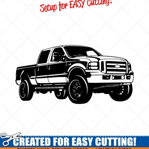 Ford F250 Truck SVG, Clipart -Vector Clip Art Graphics-Digital Image Download-Cut Ready Files-CNC-Logo-Vinyl Sign Design -eps, ai, dxf, png