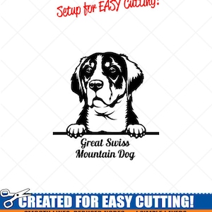 Peeking Größere SWISS MOUNTAIN Hund Clipart-Vector ClipArt Grafik Download-Cut Ready Dateien-CNC-Logo-Vinyl Zeichen Design-eps, ai, Svg, Dxf, Png