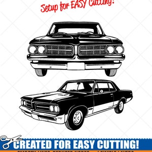 1964 PONTIAC GTO Tri-Power Clipart-Vector Clip Art Graphics-Digital Download Image-Cut Ready Files-Logo-Vinyl Sign Design eps, ai, svg, dxf image 1