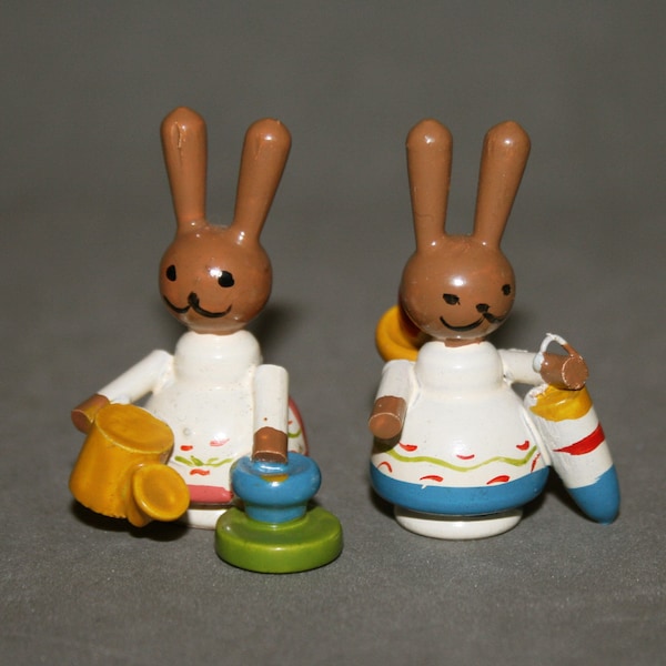 Wooden BUNNIES/ Miniature figurines Bunnies/Sevi Italy/Wood toys/Hand painted/ Christmas gift decoration/Accessories for wooden showcase