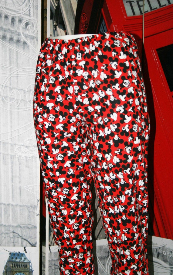 Leggings Pants, Vintage 80s Inspired Mickey Mouse, High Waist