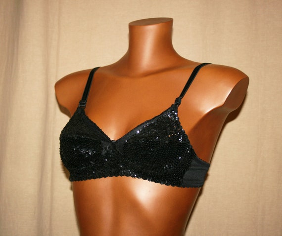 BRA in Black Sequin/teenagers Clothing/ Evening Bra /disco Bra/ Belly Dance  Bra/ Gift for Her/ Christmas Gift/vintage 85s -  Canada