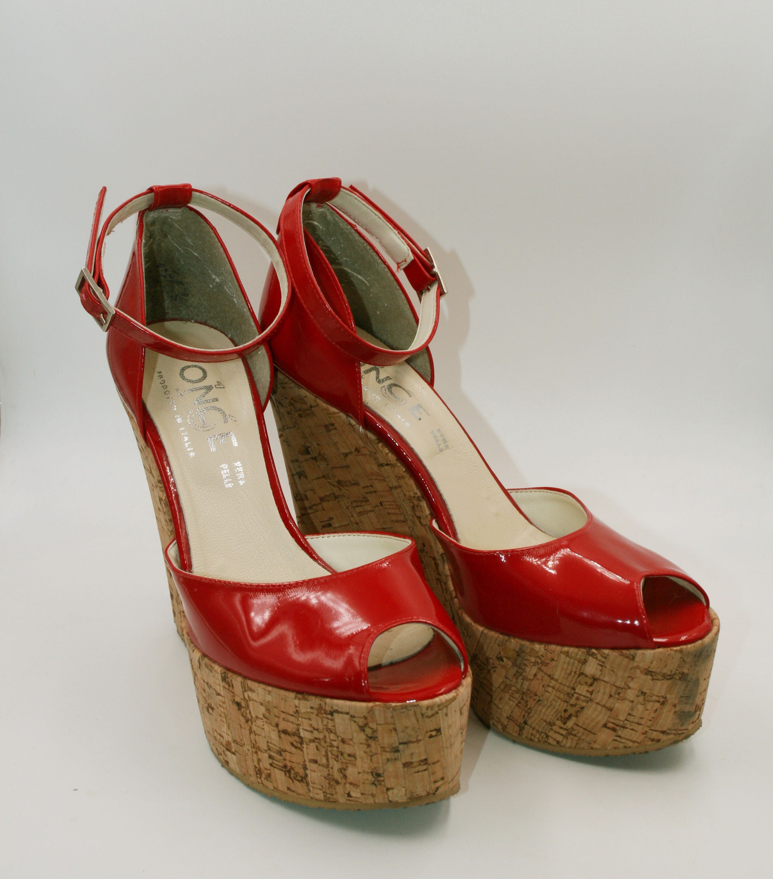 Red Satin Platform 50s Pinup Girl Burlesque Dancer Heels Shoes