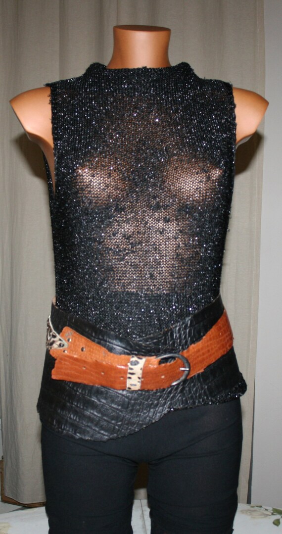 BELT LEATHER WOMAN/Leather vintage/ brown leather/