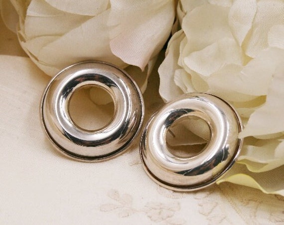 Silver Round EARRINGS/ hole earrings /Dainty Mini… - image 1