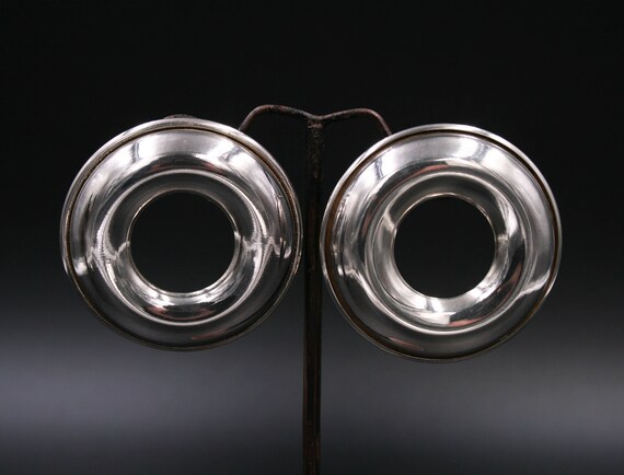 Silver Round EARRINGS/ hole earrings /Dainty Mini… - image 6