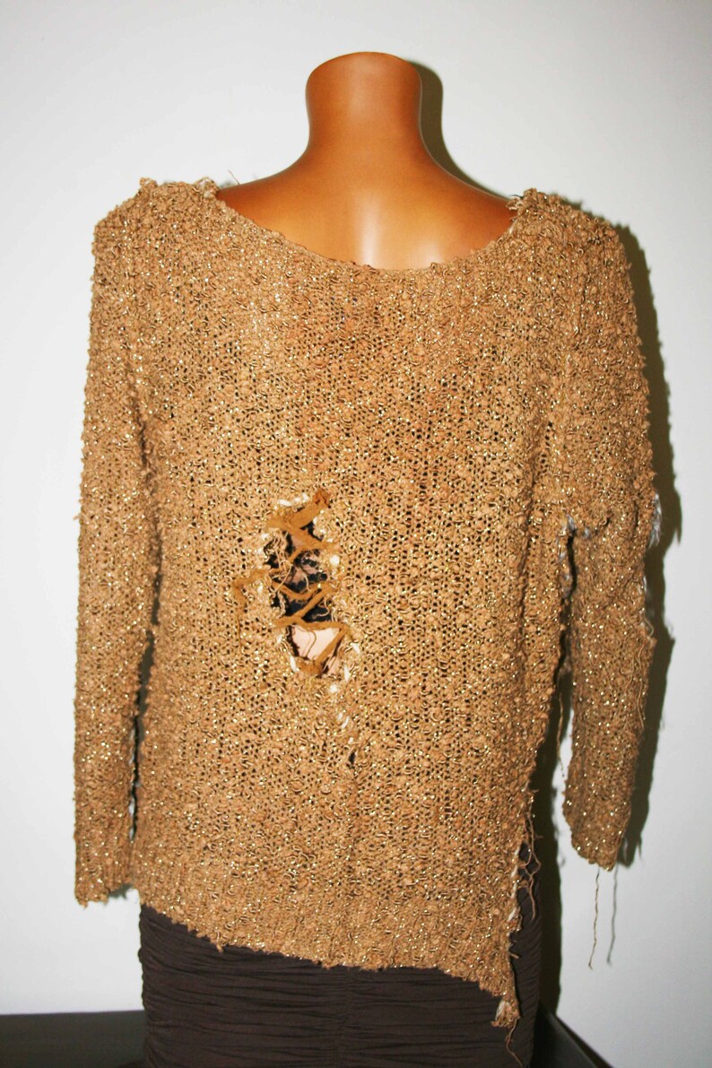 Vintage BOHO Style SweaterJersey tornFashion t-shirtBrand MADONNARare sweaterCotton sweater Boho Chic GiftHippie Fashion Statement