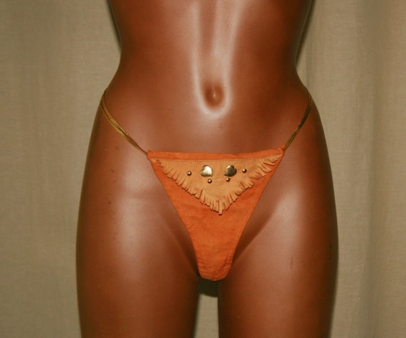 Cheeky suede bikini thong / Sexy One Piece thong b