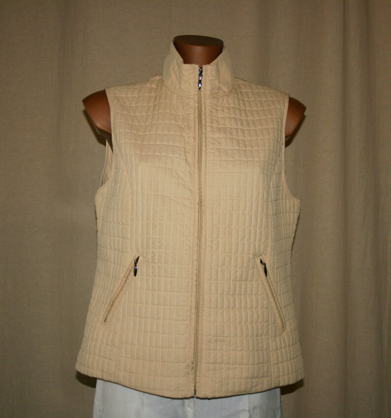 Vintage 90s sleeveless down jacket zipcream color Jacket spring jacket