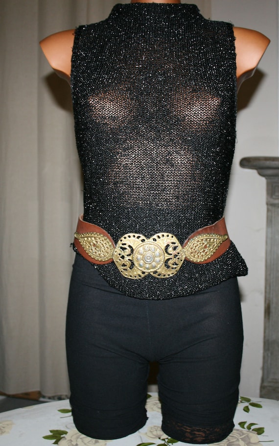 BELT LEATHER WOMAN/Leather vintage/ brown leather/
