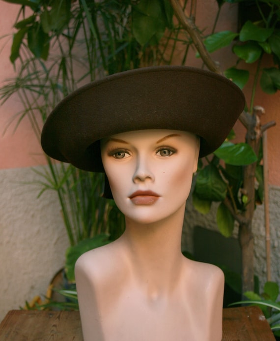 Brown felt hat, thermal wool felt Hat, vintage hat