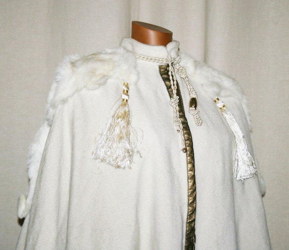 RARE !! VINTAGE 80 'cloak with fur /Made in Italy/