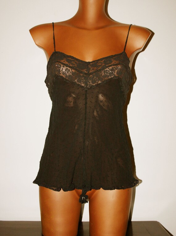 Vintage SILK BLACK bodysuit,Underwear bodysuit,Sex