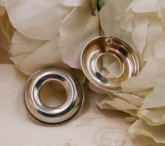 Silver Round EARRINGS/ hole earrings /Dainty Mini… - image 2