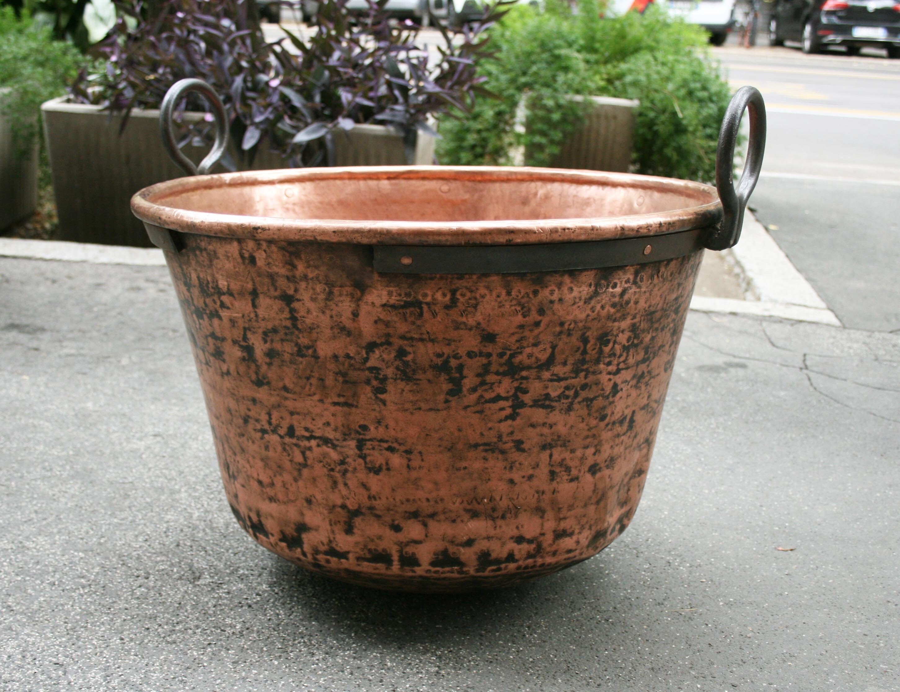 Copper Pot Large Antique Copper Pot Kitchen Decor Rustic Etsy