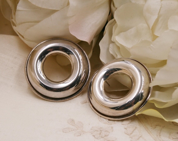 Italian Silver Round EARRINGS/ hole earrings /Dai