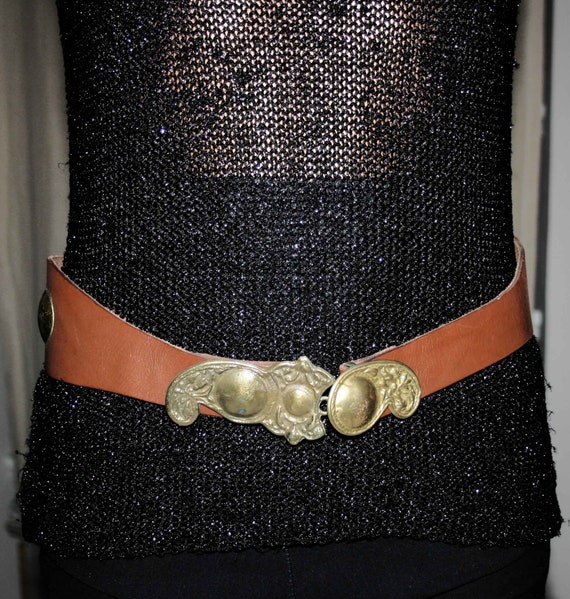 BELT LEATHER WOMAN/Leather vintage 80s/ Brown lea… - image 2