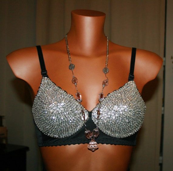 Silver Sequin BRA /teenagers / Beach Bra / Evening Bra /nightclub Bra/disco  Bra/ Belly Dance Bra/ Gift for Her/ Christmas Gift 