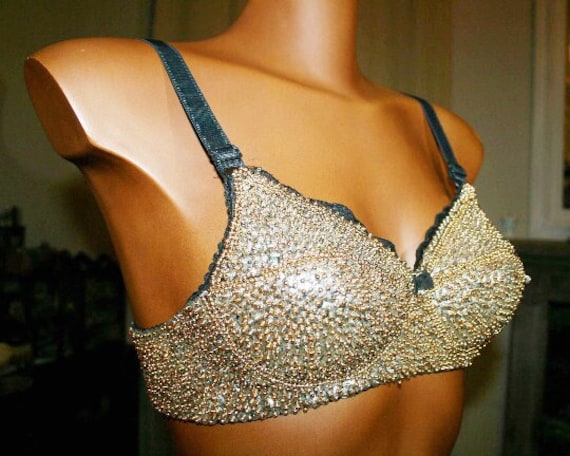 Buy BRA, Light Gold Color Sequin/ Evening Bra/nightclub/disco Bra