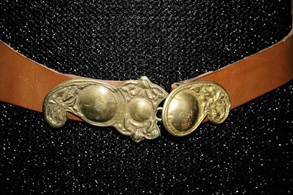 BELT LEATHER WOMAN/Leather vintage 80s/ Brown leat