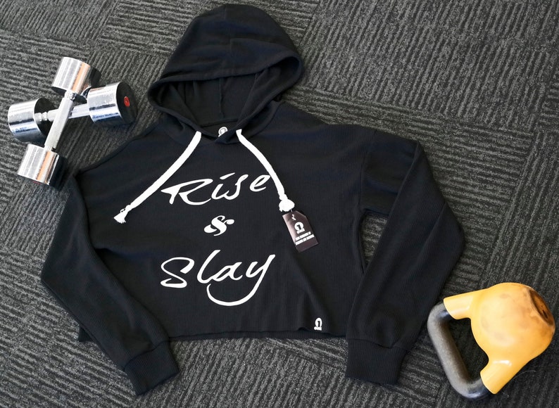 Custom Hoodie Aesthetic Clothing Inspirational Top Workout Crop Top Rise And Slay Cropped Hoodie Dance