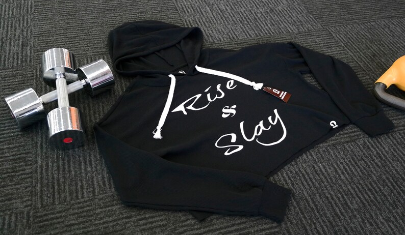 Custom Hoodie Aesthetic Clothing Inspirational Top Workout Crop Top Rise And Slay Cropped Hoodie Dance