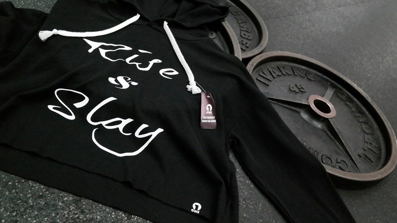 Custom Hoodie Aesthetic Clothing Inspirational Top Workout Crop Top Rise And Slay Cropped Hoodie Dance