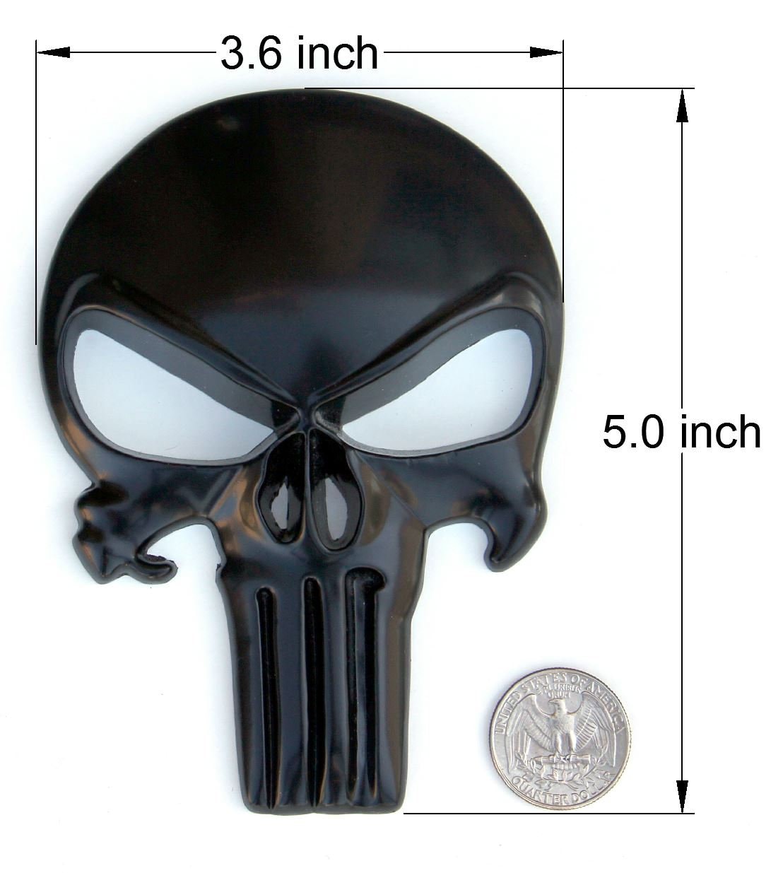 Premium 3D Metal Decal / Sticker Punisher Skull for Car, Truck and