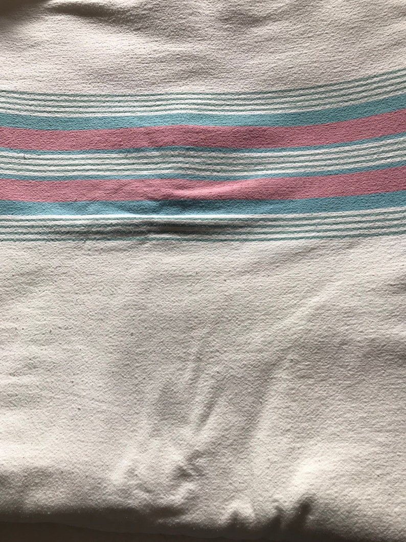 White Stripe Border Pink Texmade IBEX Queen Flannel BalmletSheet Blue