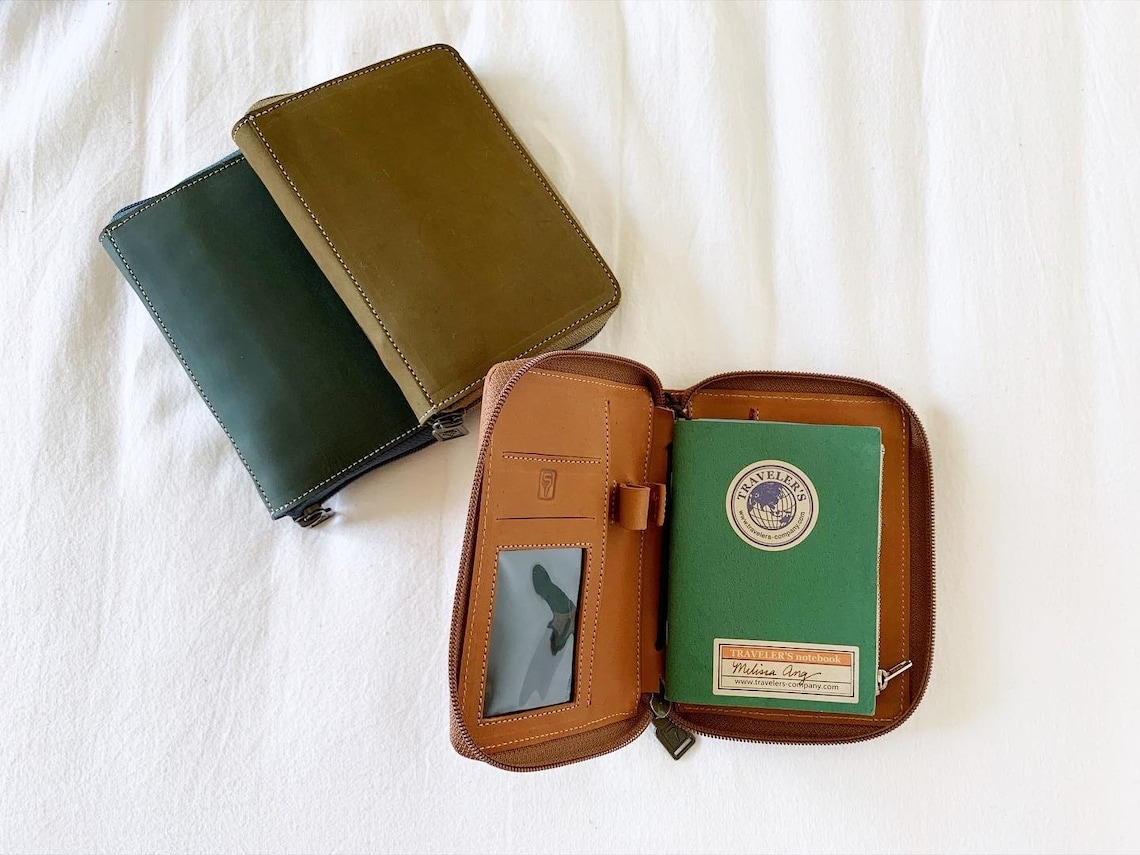 Leather Traveler's Notebook Cover for Passport Size With Etsy