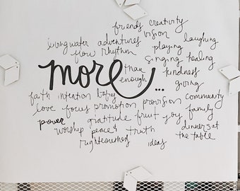 MORE than Enough. digital art. printable. wall art. home decor. hand lettering. minimalist. gift. Seed and Key Collective. Prophetic art.