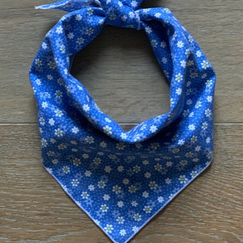 Dog Bandana Blue Flower Dog Bandana Floral Dog Bandana Boho Etsy