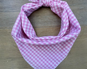 Dog bandana, Easter, pale pink Gingham Bandana, spring, Tie On Dog bandana