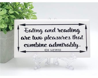 CS Lewis Quote, Ceramic Tile Sign: Book Lover Gift