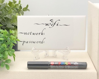 Changeable WiFi Password Sign: Ceramic Tile with Easel