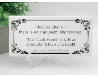 Pride & Prejudice Ceramic Tile Sign: Jane Austen Book Lover Gift