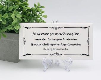 Anne of Green Gables Sign: Ceramic Tile Decor with Easel