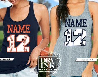 Custom Baseball Tank, Baseball Number Tank, Softball, Baseball Mom Tank, Glitter Baseball Tank, Women Baseball Tank, Baseball Gift for Mom